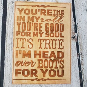 Rock Roll and Boots 7in Wood Sign